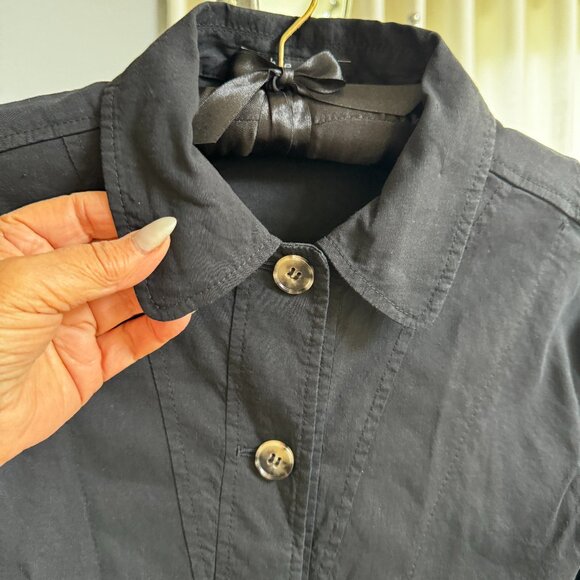 Theory Cropped Linen Jacket Black - Picture 5 of 11